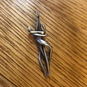 Beautiful Vintage Sterling Silver Abstract Lovers/ Dancers Pendant